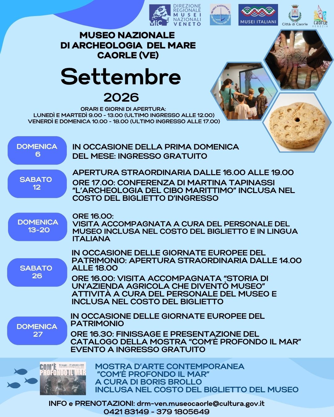Settembre 2026 al Museo nazionale archeologia del Mare di Caorle